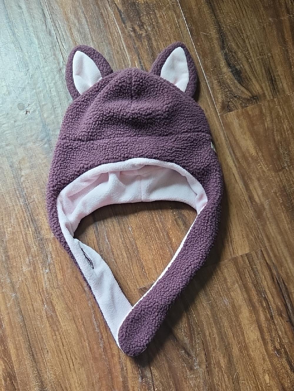 NWT Columbia Toddler Kids Plush Ear Hat - Mauve and Light Pink
